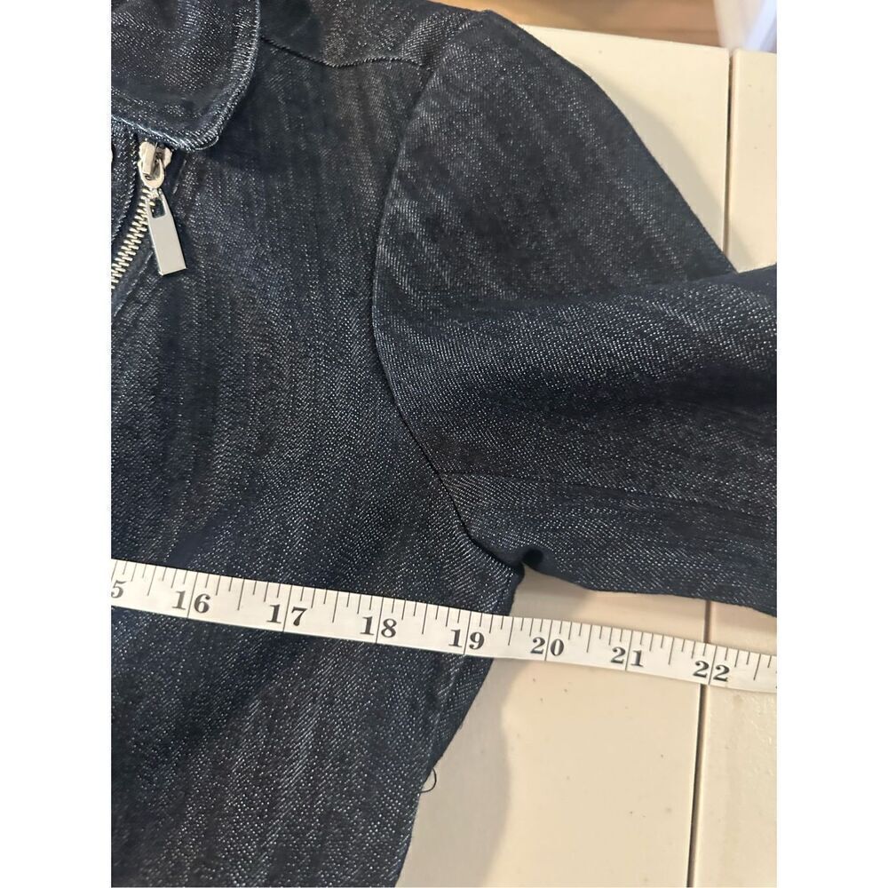 New York & Company Women's Denim Blue Belted Long Trench Coat Size Small - Picture 4 of 7